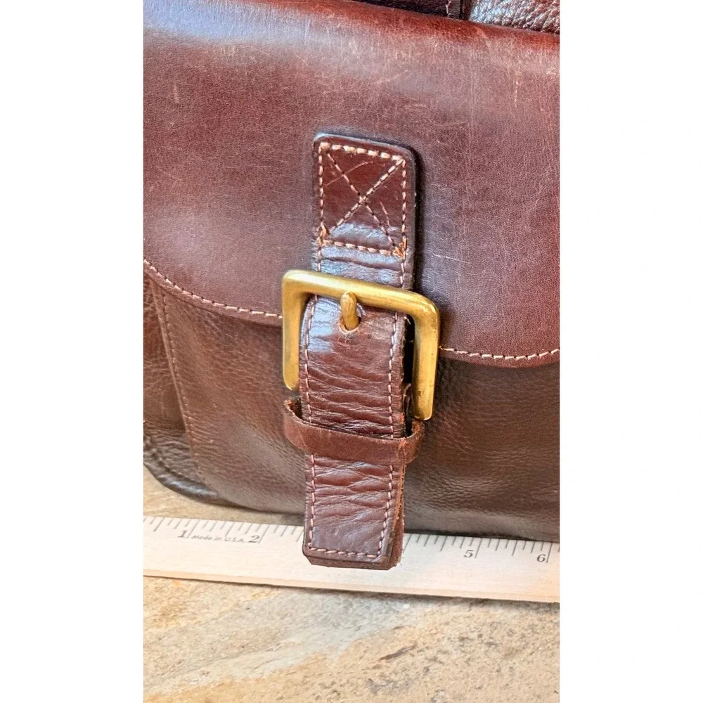 Fossil Vintage Brown Leather Briefcase Laptop Messenger Bag Missing Clasp